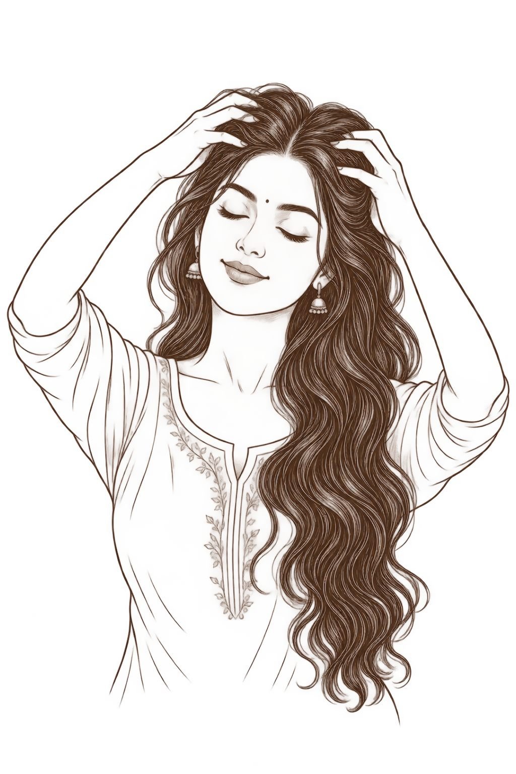 Illustration of massaging hair oil into scalp